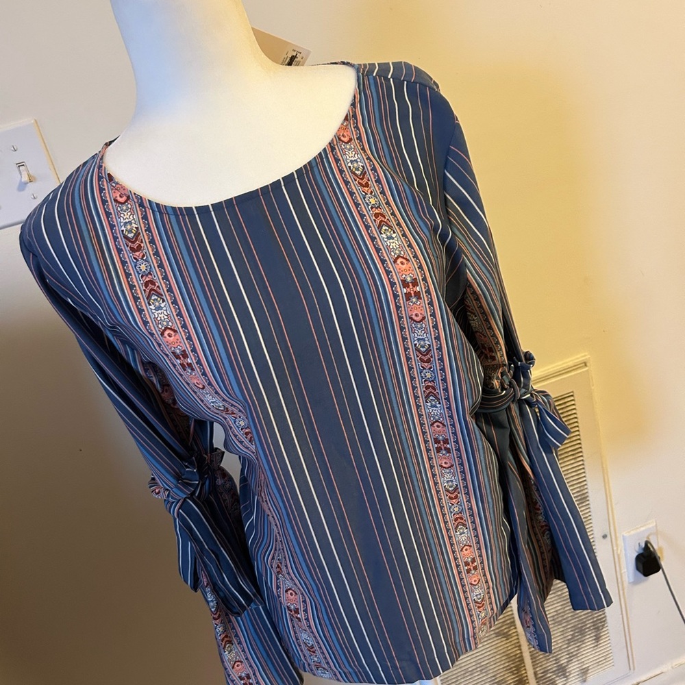 NWT Lauren Conrad Striped Blue and Pink Women's Top